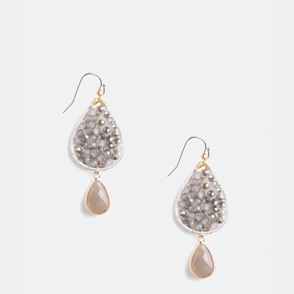Nakamol Silver and Gray Teardrop Earrings